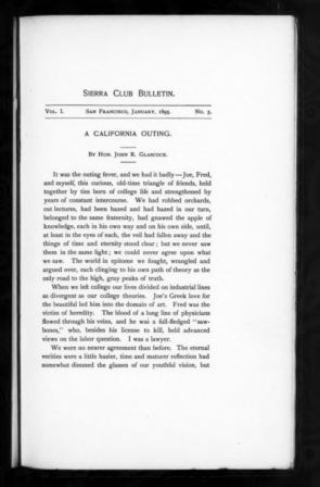 Sierra Club Bulletin 1895 Vol 1 No 5 January cover